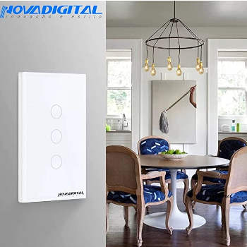 Interruptor Touch Led 3 Botões RF433Mhz Wi-fi Smart Home Google Home Alexa