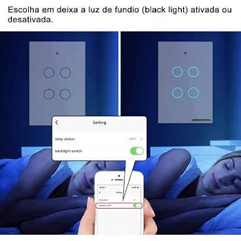 Interruptor Wifi Touch Led 4 Botões Smart Google Home Alexa