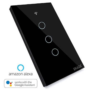 Interruptor Inteligente EKAZA 3 Botões Preto WiFi+BLE+RF